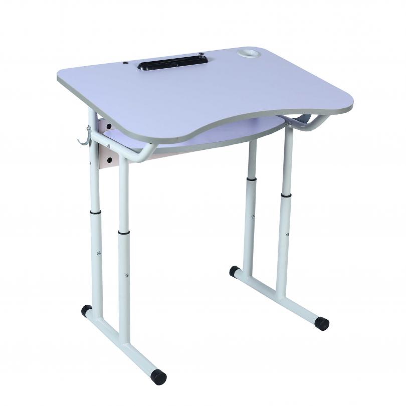 Стіл учнівський 1-місний з полицею, з регулюванням кута нахилу стільниці, ростові групи №3-6, каркас - кругла металева труба, АЛМАНТ, 700x500x580-760 мм.